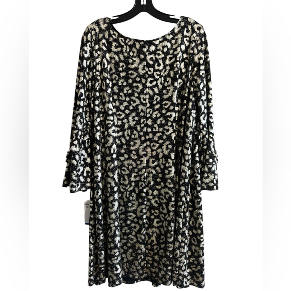 Signature by Robbie Bee Black And Gold Shimmery/Metallic Animal Print Dress XL - Picture 2 of 7